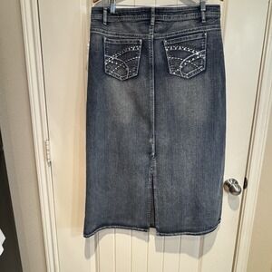 NWT Cato Denim Midi Skirt Size 16 Y2K Embellished Pocket Western Jean Skirt